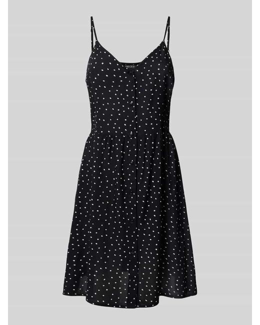 Pieces Black Fließendes Freizeitkleid mit Allover-Muster Modell 'TALA'