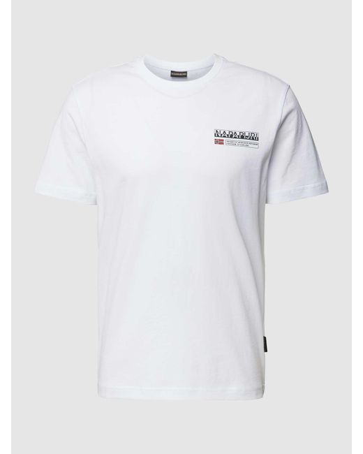 Napapijri T-Shirt mit Label-Print Modell 'KASBA' in White für Herren