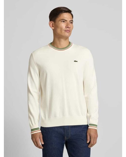 Lacoste Regular Fit Strickpullover aus reiner Baumwolle in Natural für Herren