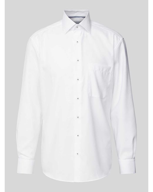 Eterna Comfort Fit Zakelijk Overhemd Met Borstzak in het White voor heren