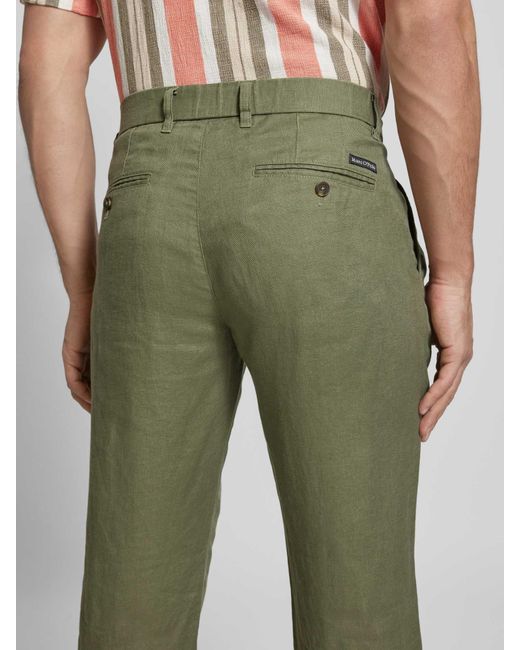 Marc O' Polo Tapered Linnen Broek Met Bandplooi in het Green voor heren