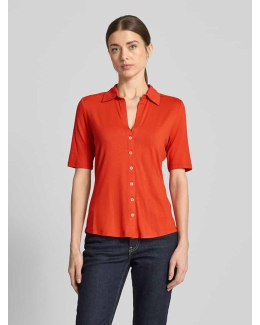 Marc O' Polo Red Regular Fit Jersey-Bluse mit kurzem Arm aus Viskose-Mix
