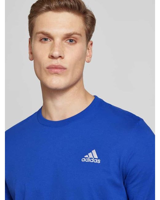 Adidas T-Shirt mit Label-Stitching und Rundhalsausschnitt in Blue für Herren
