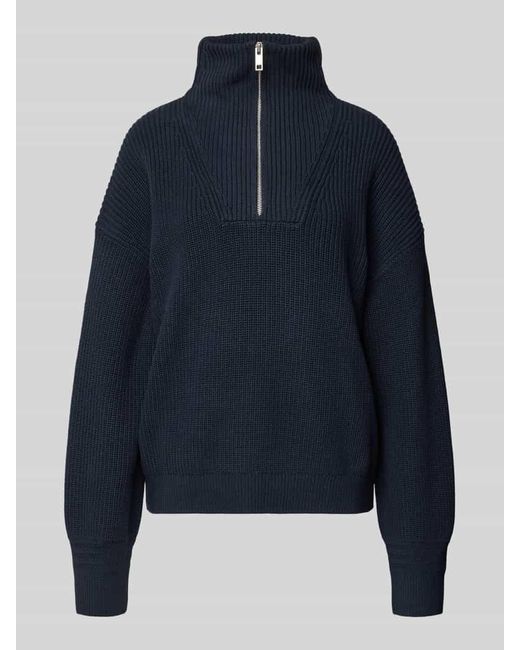 Jake*s Blue Strickpullover mit Troyer-Kragen