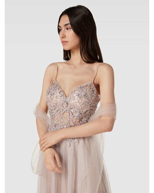 Luxuar Natural Abendkleid Mit Zierperlenbesatz