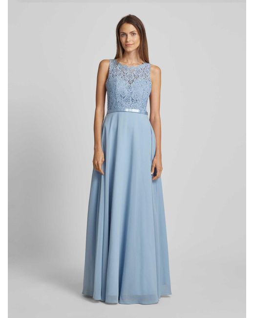 Luxuar Blue Abendkleid mit Spitzenbesatz