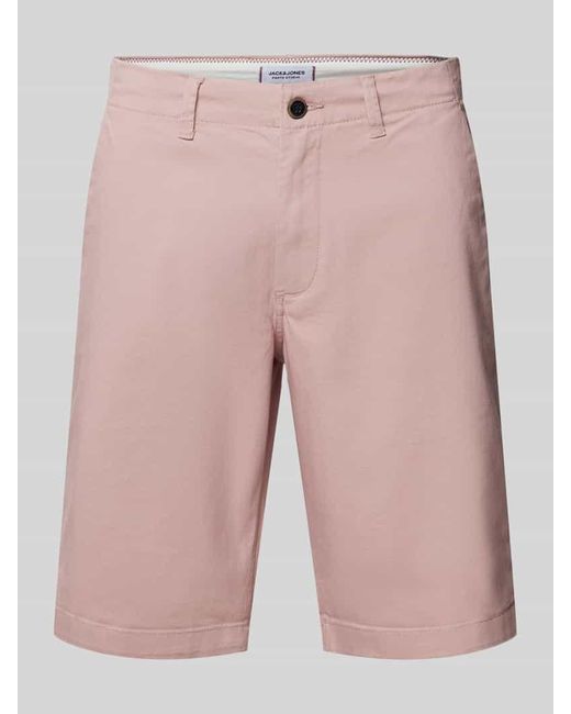 Jack & Jones Regular Fit Chinoshorts mit Gürtelschlaufen Modell 'DAVE' in Pink für Herren