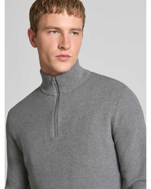 Only & Sons Regular Fit Strickpullover aus Baumwoll-Mix Modell 'PHIL' in Gray für Herren