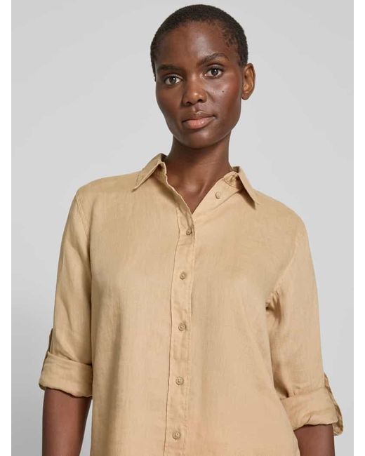 Ralph Lauren Natural Regular Fit Leinenbluse Mit Hemdblusenkragen Modell 'Karrie'