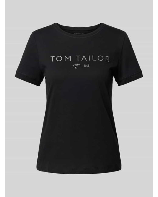 Tom Tailor Black T-Shirt mit Label-Print