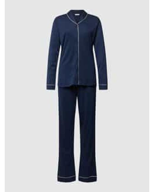 Hanro Regular Fit Pyjama Van Puur Katoen in het Blue