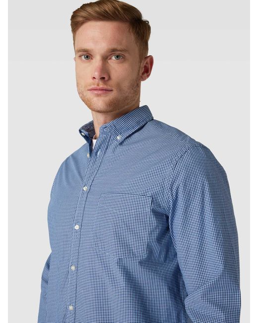 Christian Berg Men Regular Fit Vrijetijdsoverhemd Met Vichy-ruit in het Blue voor heren