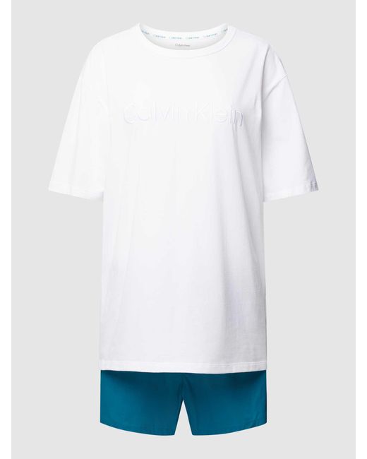 Calvin Klein Pyjama Met Labelstitching in het White