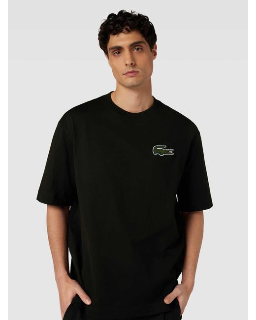 Lacoste Loose Fit T-shirt Met Labelstitching in het Black voor heren