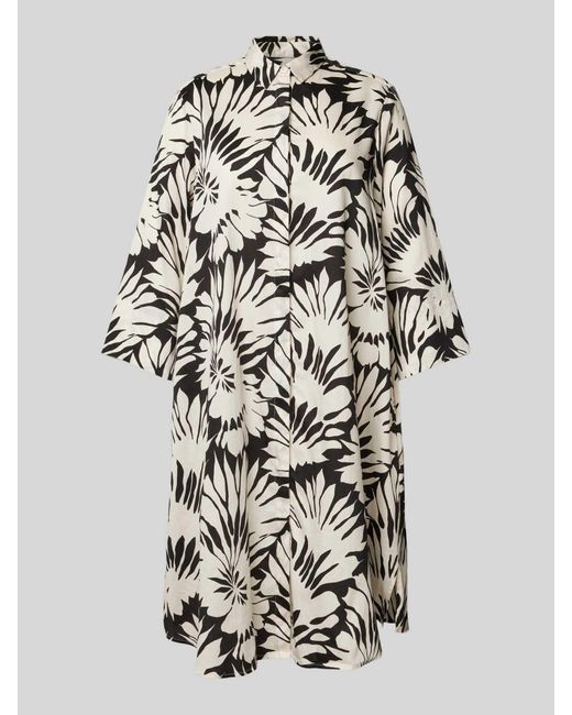 0039 Italy Knielange Jurk Met Blinde Knoopsluiting in het White