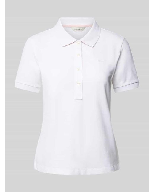 Gant White Regular Fit Poloshirt im unifarbenen Design