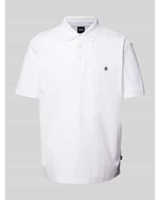 Boss Slim Fit Poloshirt Met Labelpatch, Model 'Parris' in het White voor heren