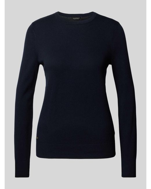 Ralph Lauren Gebreide Pullover Met Geribde Ronde Hals in het Blue
