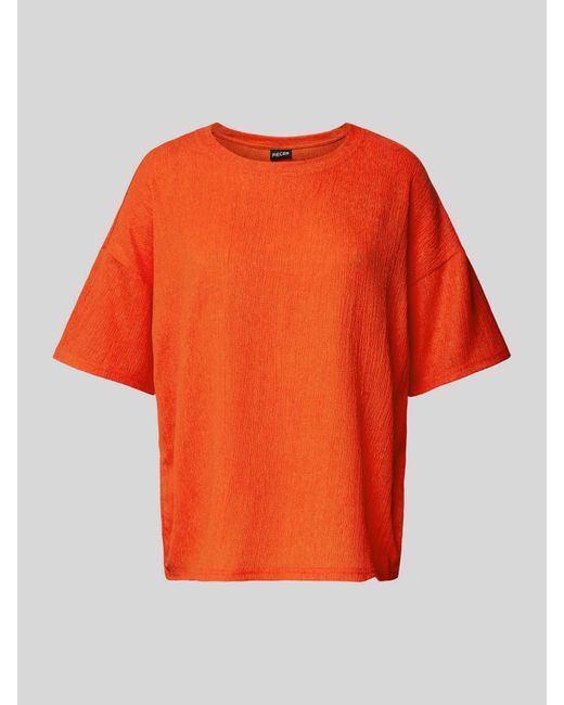 Pieces Orange T-Shirt mit Strukturmuster Modell 'LUNA'