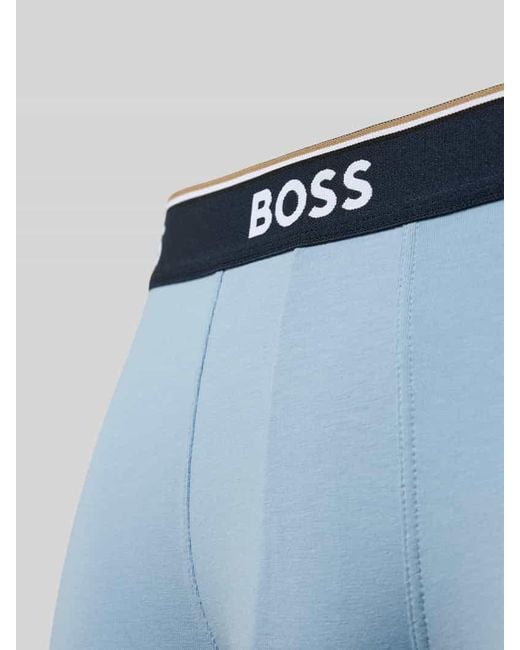 Boss Regular Fit Trunks aus Baumwoll-Elasthan-Mix im 3er-Pack in Blue für Herren