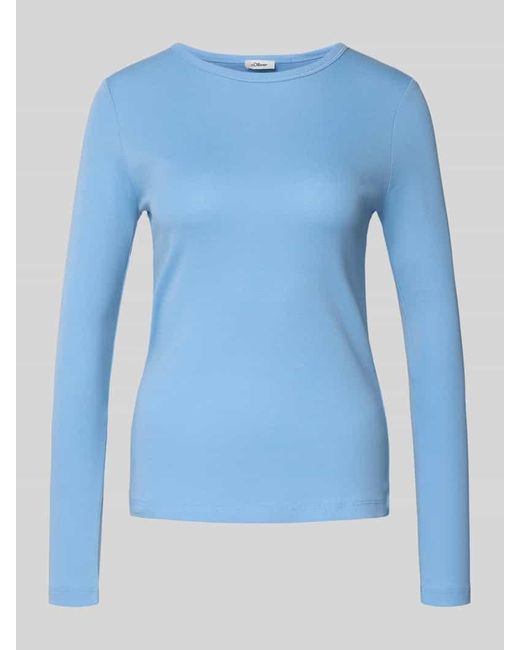 S.oliver Blue Slim Fit Langarmshirt aus reiner Baumwolle