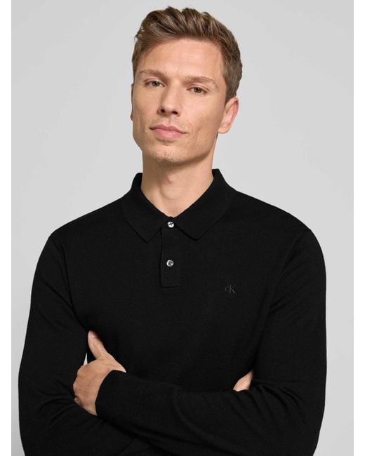 Calvin Klein Gebreide Pullover Met Polokraag in het Black voor heren
