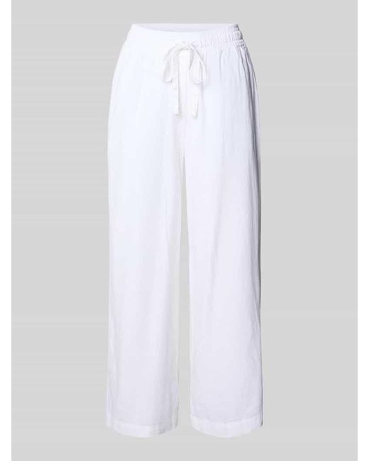 Soya Concept White Straight Leg Leinenhose mit Tunnelzug Modell 'Ina'