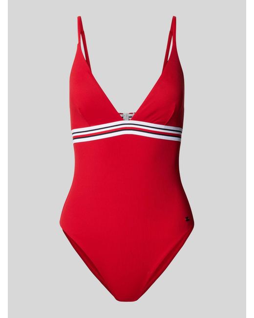 Tommy Hilfiger Badpak Met Logoband in het Red