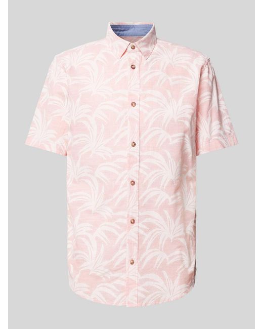Tom Tailor Vrijetijdsoverhemd Met Bloemenmotief in het Pink voor heren