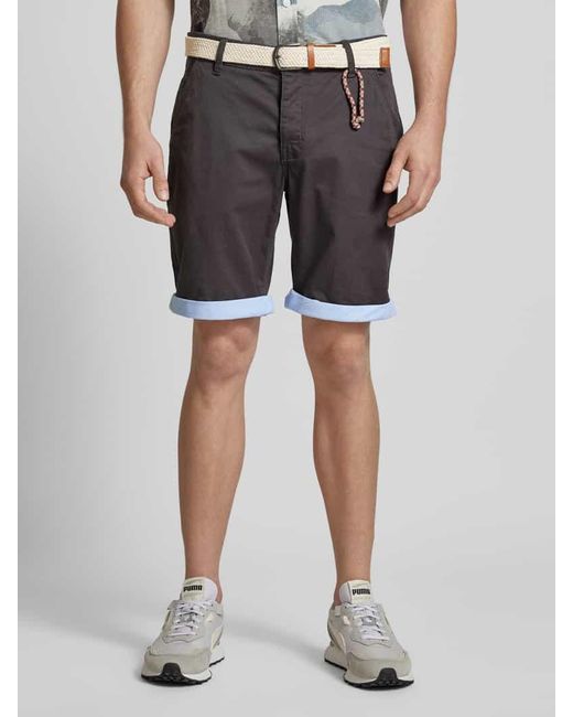 Redefined Rebel Regular Fit Shorts mit Gürtel in Flecht-Optik Modell 'MAGNUS' in Gray für Herren