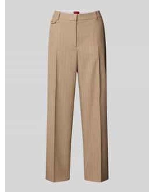 HUGO Regular Fit Stoffen Broek Met Krijtstreepmotief, Model 'Henore' in het Natural