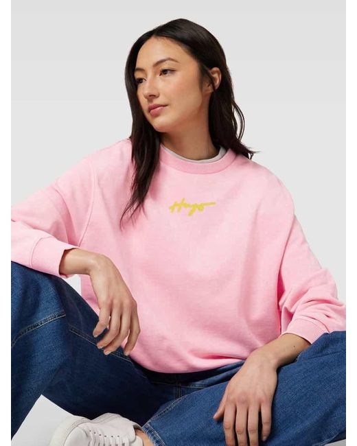 HUGO Pink Sweatshirt mit Motiv-Print Modell 'Deroxina'