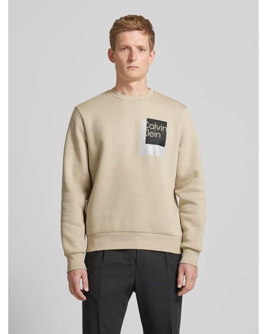 Calvin Klein Sweatshirt mit Label-Print Modell 'OVERLAY BOX' in Natural für Herren