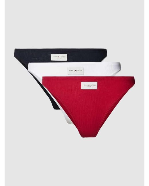 Tommy Hilfiger Red Bikini-Slip mit Label-Patch Modell 'Established' im 3er-Pack