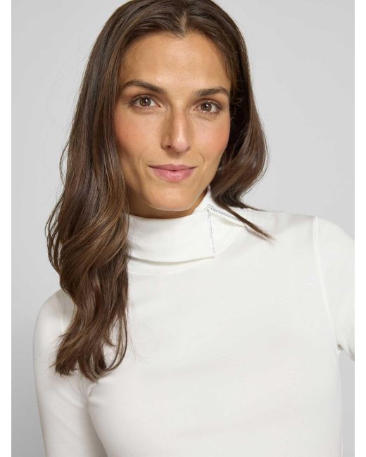 Marc Cain Nauwsluitend T-Shirt Van Katoenmix Met Col in het White