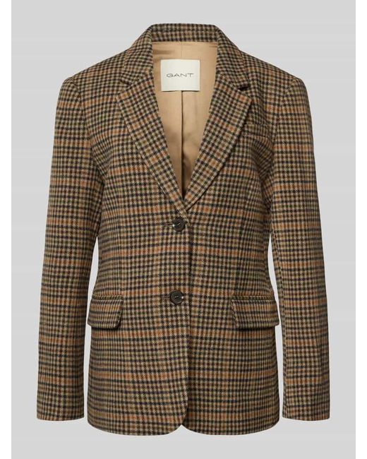 Gant Green Wollblazer mit Reverskragen Modell 'HOUNDSTOOTH'