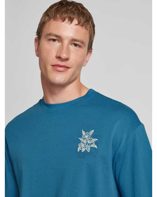 Blend T-Shirt mit Motiv-Stitching Modell 'JIM' in Blue für Herren