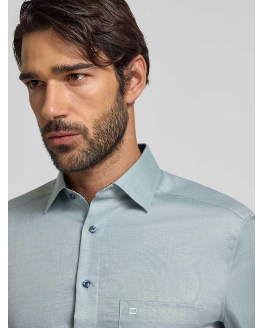 Olymp Modern Fit Zakelijk Overhemd Met Kentkraag in het Blue voor heren