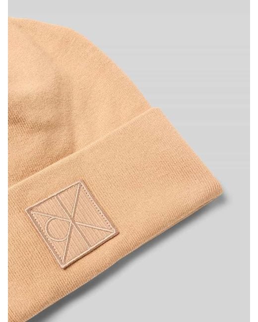 Calvin Klein Mütze aus Viskose-Mix mit Logo-Patch Modell 'Bea' in Natural für Herren