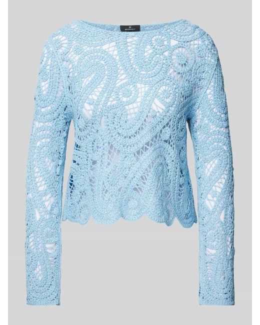 Monari Blue Strickpullover in Lochstickerei