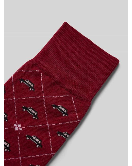 Burlington Socken mit Label-Print in Red für Herren