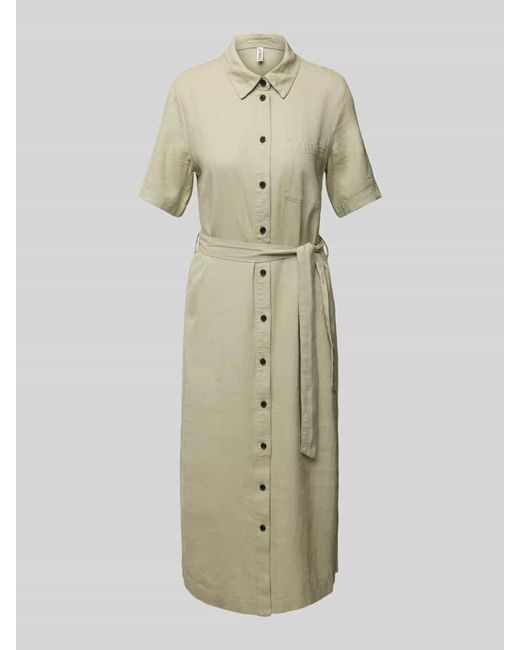 ONLY Natural Tailliertes Hemdblusenkleid aus Viskose-Leinen-Mix Modell 'CARO'