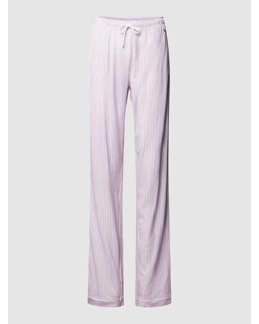 S.oliver Pink Pyjama-Hose aus Baumwoll-Viskose-Mix mit Streifenmuster