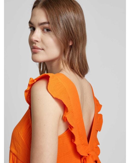 Y.A.S Midi-jurk Met Structuurmotief in het Orange