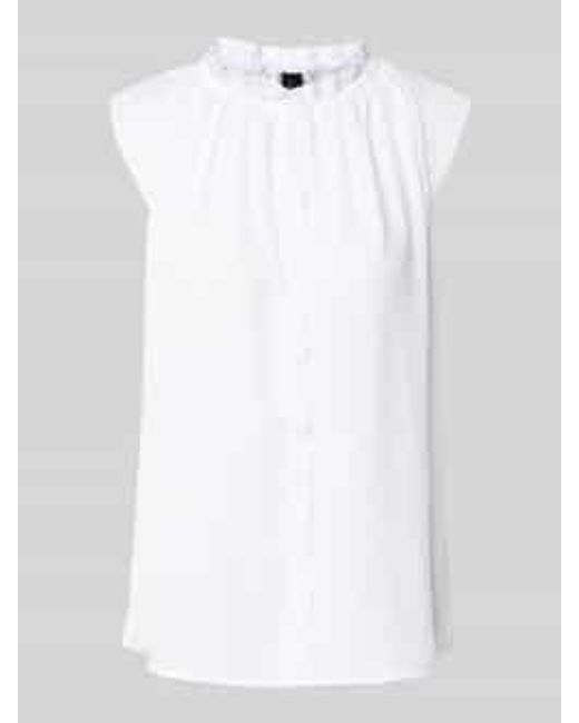 Marc Cain Blousetop Met Opstaande Kraag En Kapmouwen in het White