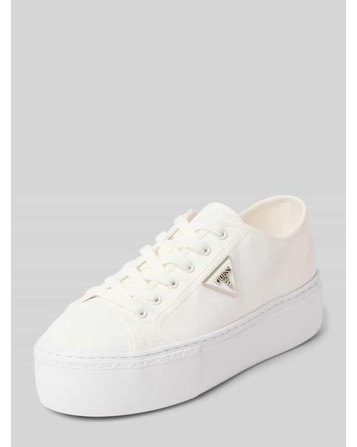 Guess White Plateau-Sneaker mit Logo-Applikation Modell 'Joezi'