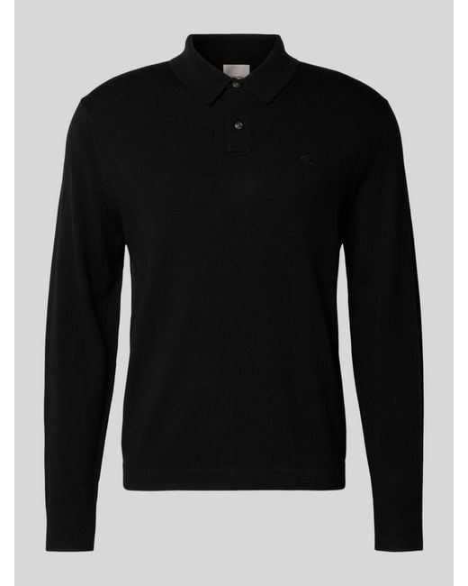 Calvin Klein Gebreide Pullover Met Polokraag in het Black voor heren