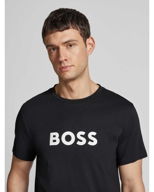 Boss T-shirt Met Labelprint in het Black voor heren
