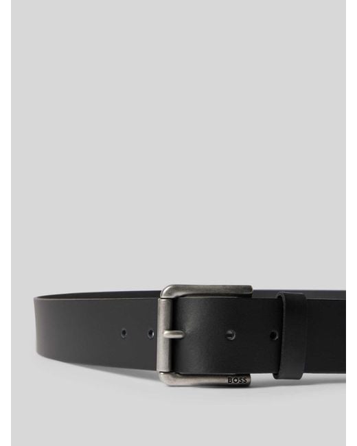 Boss Leren Riem Met Doornsluiting, Model 'Joris' in het Black voor heren