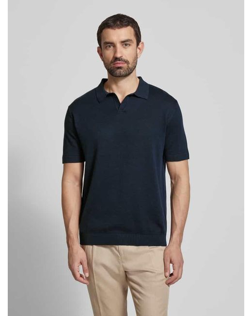 SELECTED Poloshirt mit V-Ausschnitt Modell 'MATTIS' in Blue für Herren